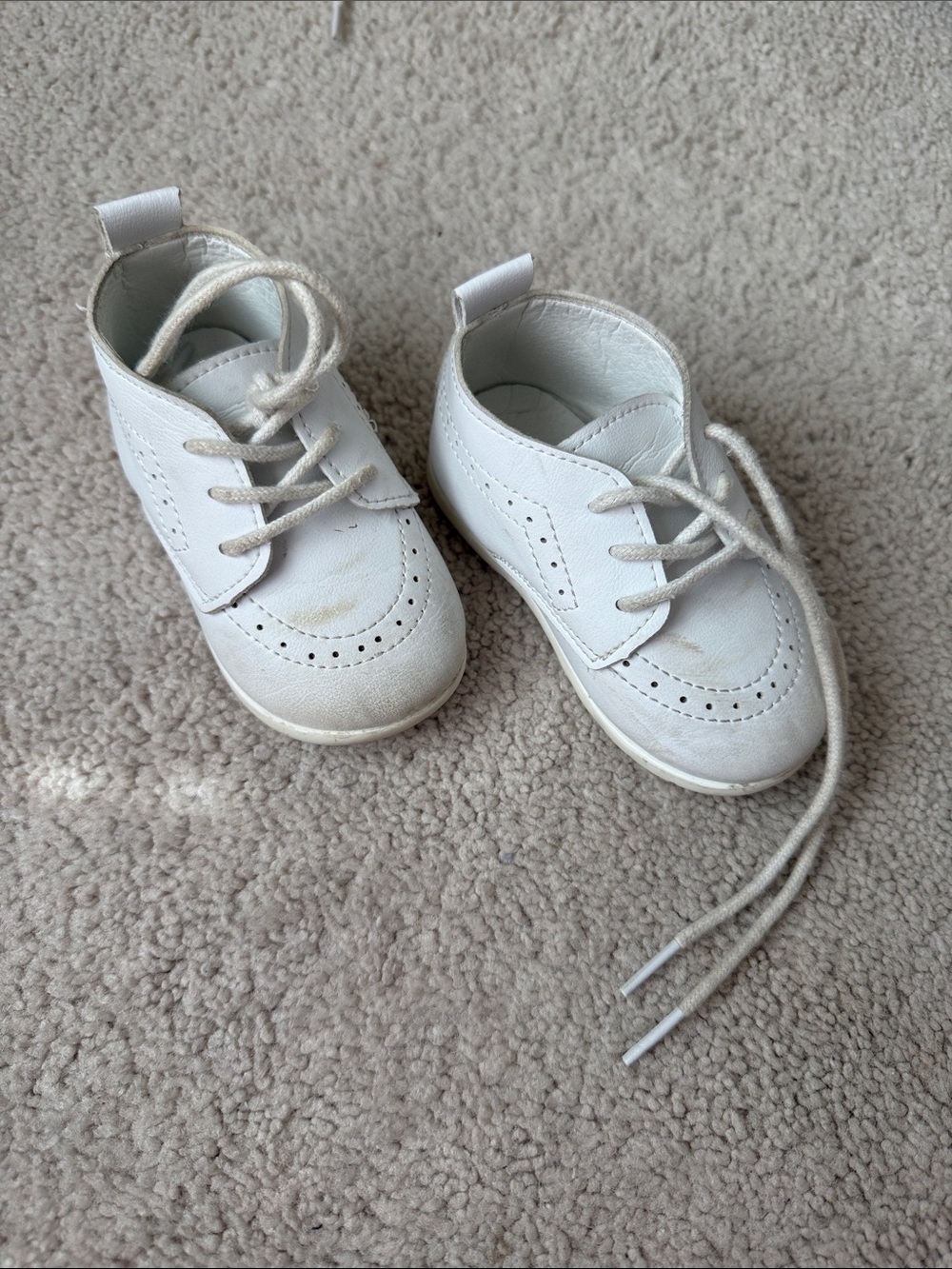 White Baby Lace-Up Brogue Dress Shoes for Toddlers